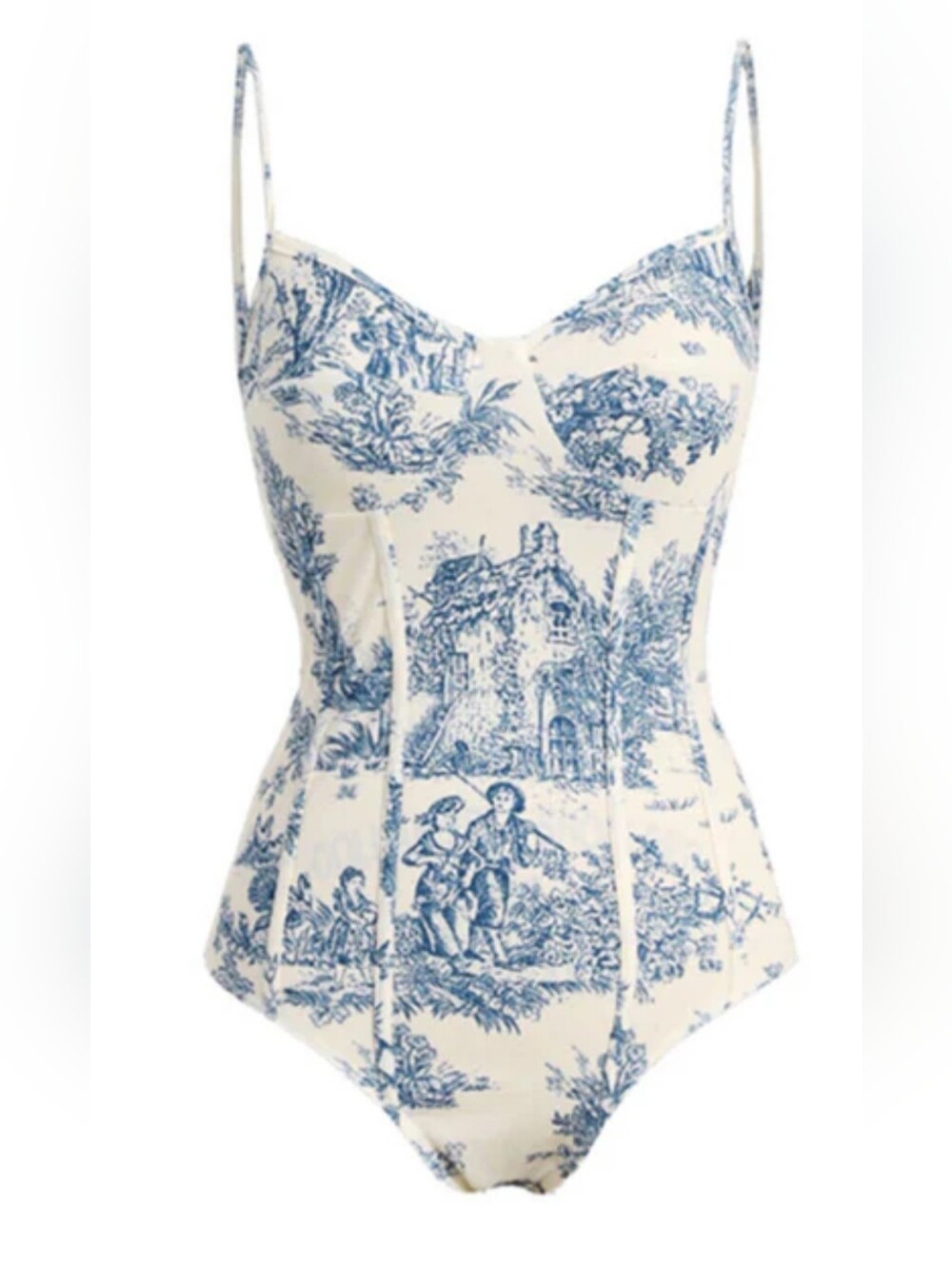 Blue & White Toile One-Piece Swimsuit